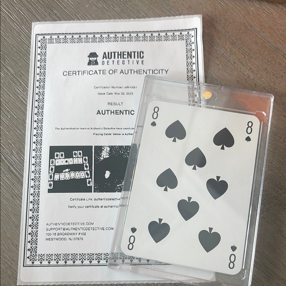 Eight of Spades Card with Certificate